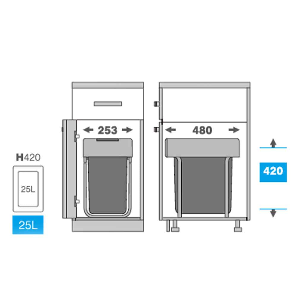 Basurero 1 Contenedor Extraíble (25 L)