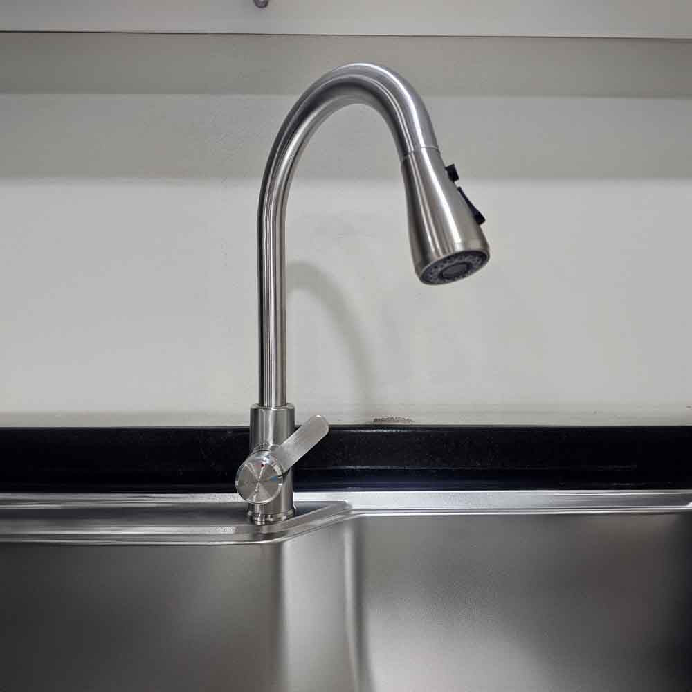 Llave Monomando Lavaplatos Extensible Acero Inoxidable