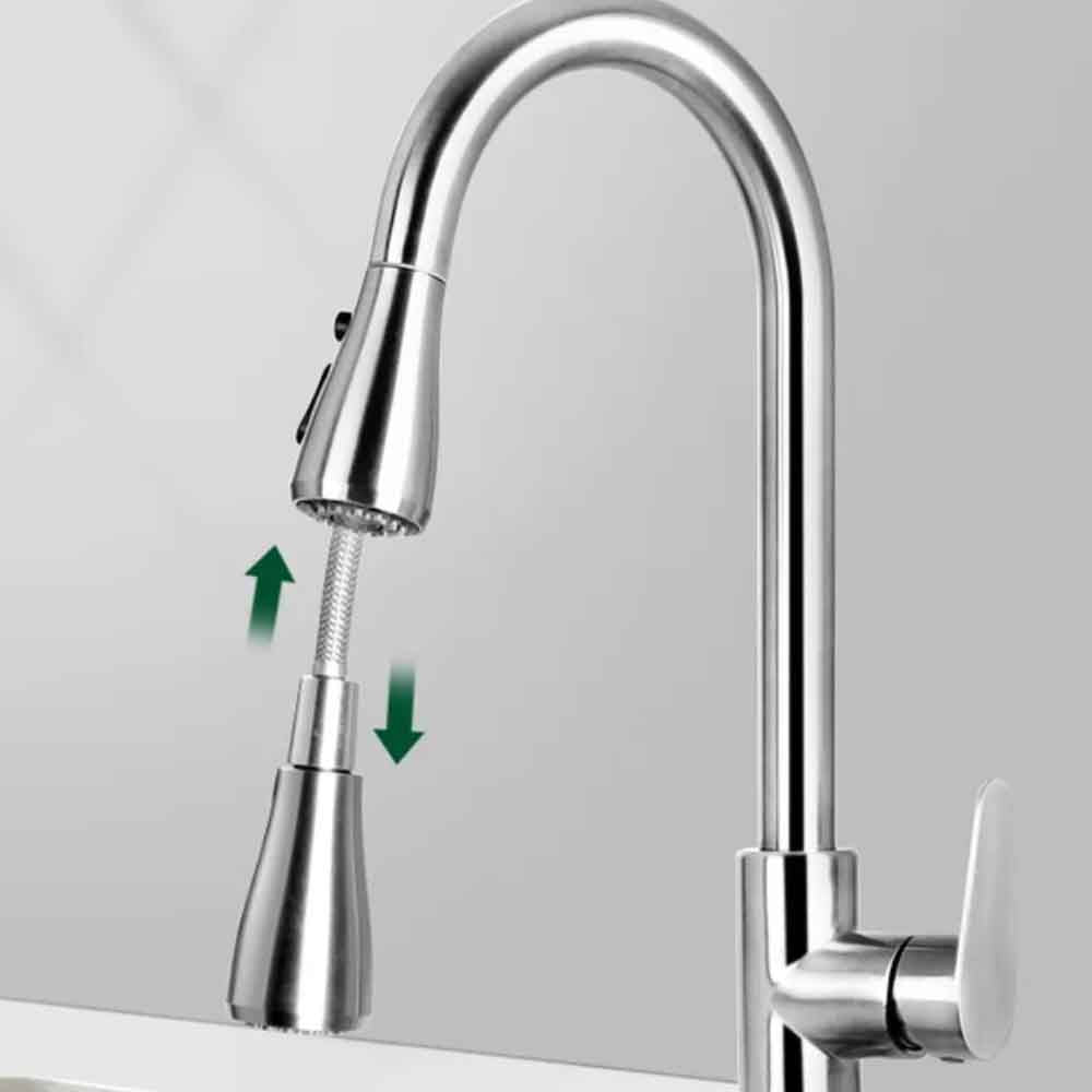 Llave Monomando Lavaplatos Extensible Acero Inoxidable