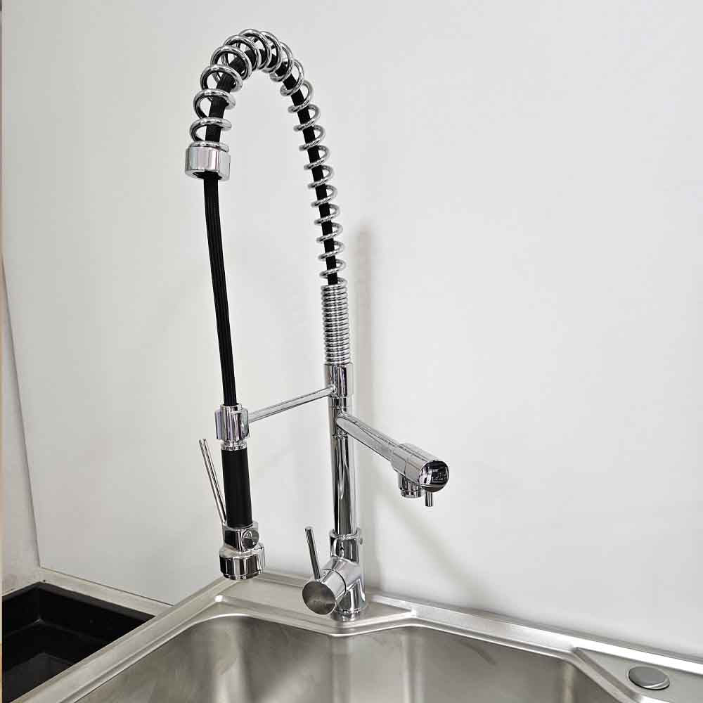Llave Monomando Lavaplatos Espiral Acero Inoxidable