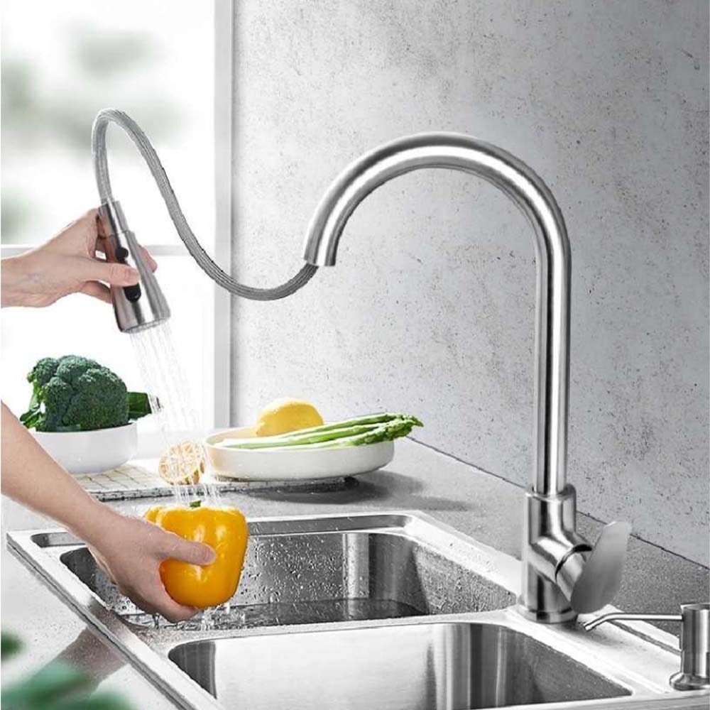 Llave Monomando Lavaplatos Extensible Acero Inoxidable