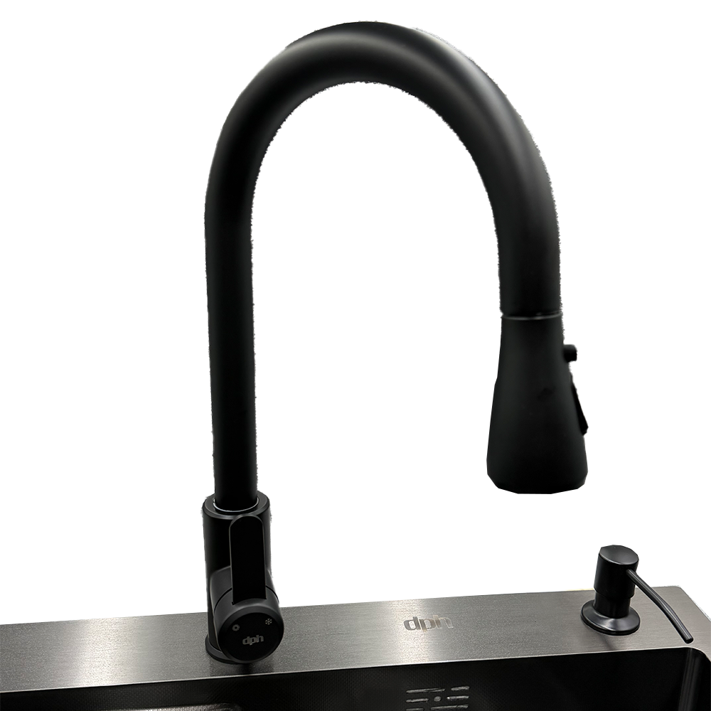 Llave Monomando Lavaplatos Extensible Negra