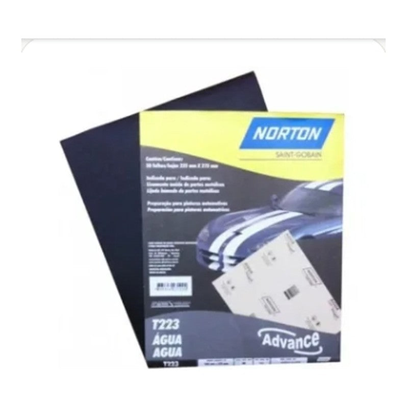 Pack 10 · Lija Pliego T223 #600 Agua Norton